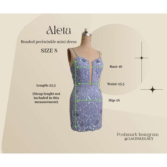 Aleta Periwinkle beaded minidress - Picture 1 of 7